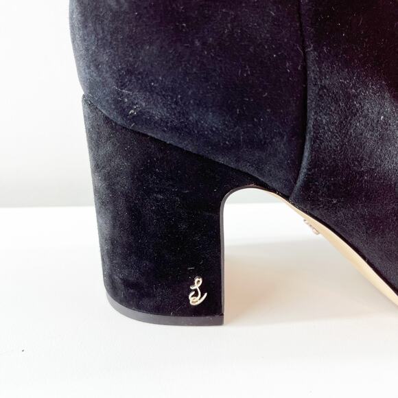 Sam Edelman Fawn Square Toe Suede Leather Ankle Boots Booties Black 10 - Picture 4 of 10